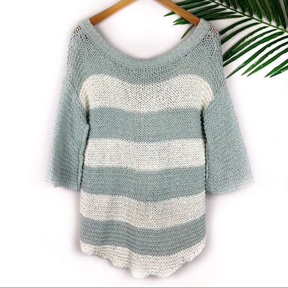 Free People Knitted Sweater Striped V Neck Small - Picture 2 of 5